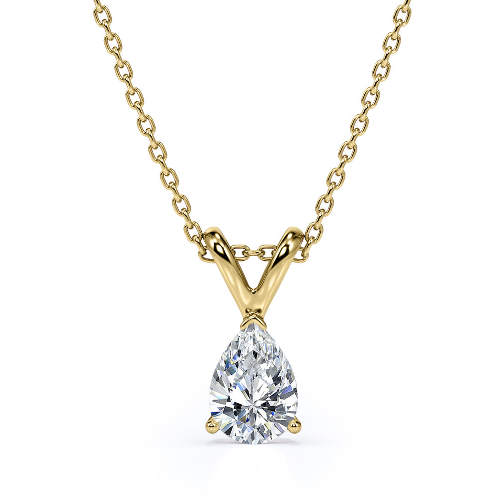 Certified Captivating 1.5 Carat Teardrop Moissanite Pendant Necklace In 18K Rose Gold Plating Over Silver