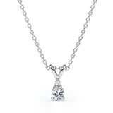 Certified - 0.5 Carat Pear Cut Moissanite - Elegant Pendant Necklace - 18K Rose Gold Plating Over Silver