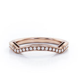 Pave 0.15 TCW Round Shape Curved Wedding Band
