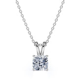 Certified Lovely 1.5 Carat Cushion Cut Moissanite Pendant Necklace In 18K Rose Gold Plating Over Silver