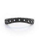 Art Deco Milgrain 0.15 TCW Curved Wedding Band