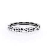 Pave Accented - 0.25 Carat Round Shaped - Semi Infinity Wedding Band - 18K Black Gold Plating over Silver