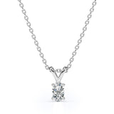 Enchanting 0.25 Carat Oval Shaped Certified Lab Diamond Pendant Necklace In 18K White Gold Plating Over Silver