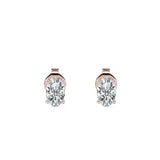 0.20 Carat Ovate Certified Lab Diamond - 4 Prong Solitaire Stud Earrings - 18K White Gold Plating Over Silver