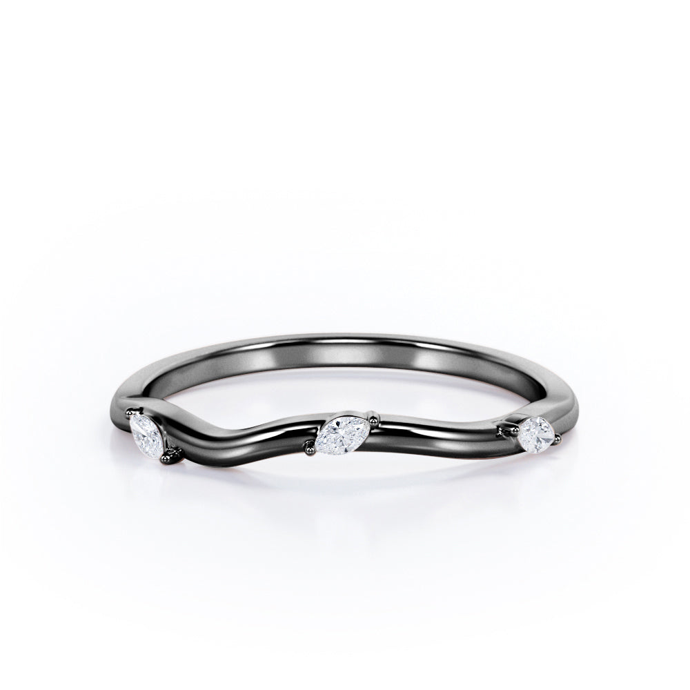 Trilogy - 0.05 TCW Marquise Cut - Curved Wedding Band