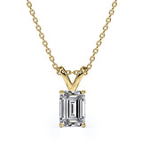 Certified - 2.5 Carat Emerald Cut Moissanite - Charming Pendant Necklace - 18K Rose Gold Plating Over Silver