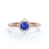 Milgrain 0.70 Ct Round Cut Lab Sapphire Engagement Ring