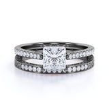 1 Ct Princess Cut Diamond Pave Wedding Ring Set