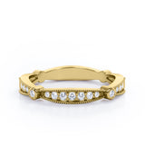 Milgrain Pave 0.15 TCW Round Cut Stackable Ring