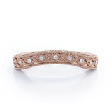 Art Deco Milgrain 0.15 TCW Curved Wedding Band