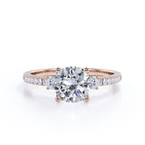 Certified 1.35 CT Round Lab Diamond Half Eternity Pave Engagement Ring