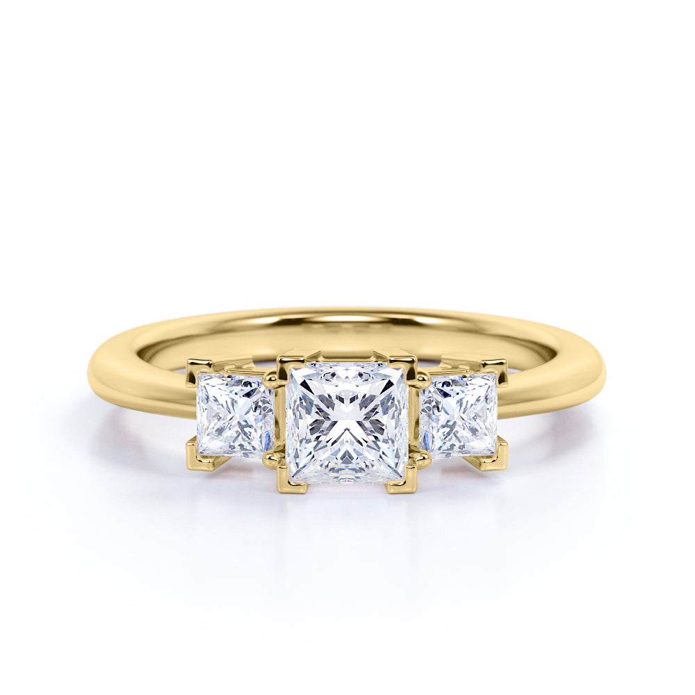 0.5 Ct Princess Cut Diamond Three Stone Engagement Ring