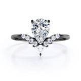 V Shaped 0.6 Carat Pear Moissanite Engagement Ring