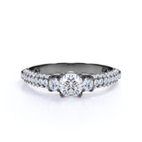 1.25 Carat Round Cut Moissanite Micro Pave Engagement Ring