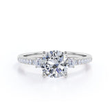 Certified 1.35 CT Round Lab Diamond Half Eternity Pave Engagement Ring