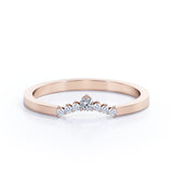 0.10 TCW 7-Stone Curved Prong Cluster Wedding Band