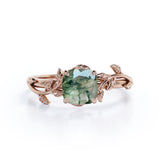 1 ct Cushion Green Moss Agate Nature Inspired Engagement Ring