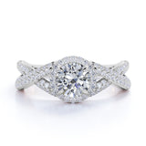 1 Carat Round Cut Moissanite Wedding Ring in 18k Black Gold Over Silver