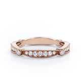 Milgrain Pave 0.15 TCW Round Cut Stackable Ring