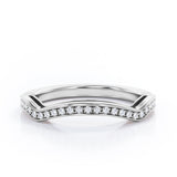 Pave 0.15 TCW Round Shape Curved Wedding Band