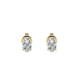 0.20 Carat Ovate Certified Lab Diamond - 4 Prong Solitaire Stud Earrings - 18K White Gold Plating Over Silver
