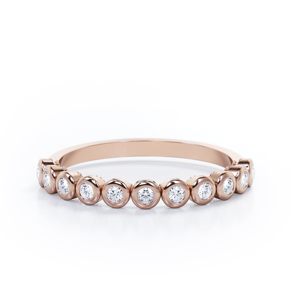 Multi-Bezel Set 0.15 TCW Round Cut Stackable Ring