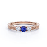 0.7 Ct Round Cut Lab Sapphire Filigree Engagement Ring