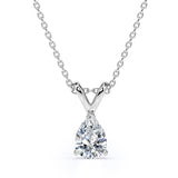 2 Carat Pear Cut Cubic Zirconia Solitaire Pendant Necklace in 18K White Gold over Silver