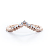 Milgrain-Bordered Band 0.15 TCW Round Shaped Moissanite Pave-Prong Wedding Band in Black Gold