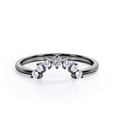 0.10 TCW Round Shape Curved Pave Wedding Band