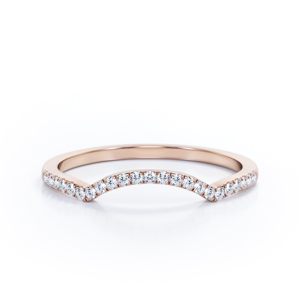 Pave Curved 0.15 TCW Round Half Eternity Wedding Band