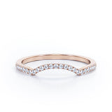 Pave Curved 0.15 TCW Round Half Eternity Wedding Band