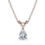 Certified Captivating 1.5 Carat Teardrop Moissanite Pendant Necklace In 18K Rose Gold Plating Over Silver