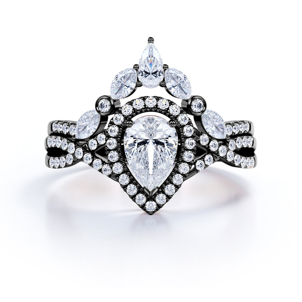 1.25 Carat Pear Cut Moissanite Infinity Bridal Set