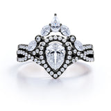 1.25 Carat Pear Cut Moissanite Infinity Bridal Set