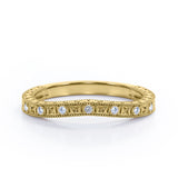 Vintage Filigree 0.10 TCW Round Cut Wedding Band