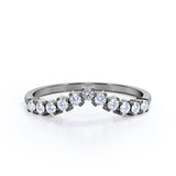 Curved 0.20 TCW Round Cut Pave-Prong Wedding Band