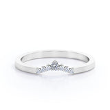 0.10 TCW 7-Stone Curved Prong Cluster Wedding Band