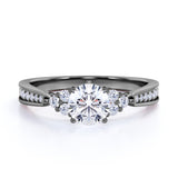 Cluster 1 Carat Round Moissanite Pave Engagement Ring