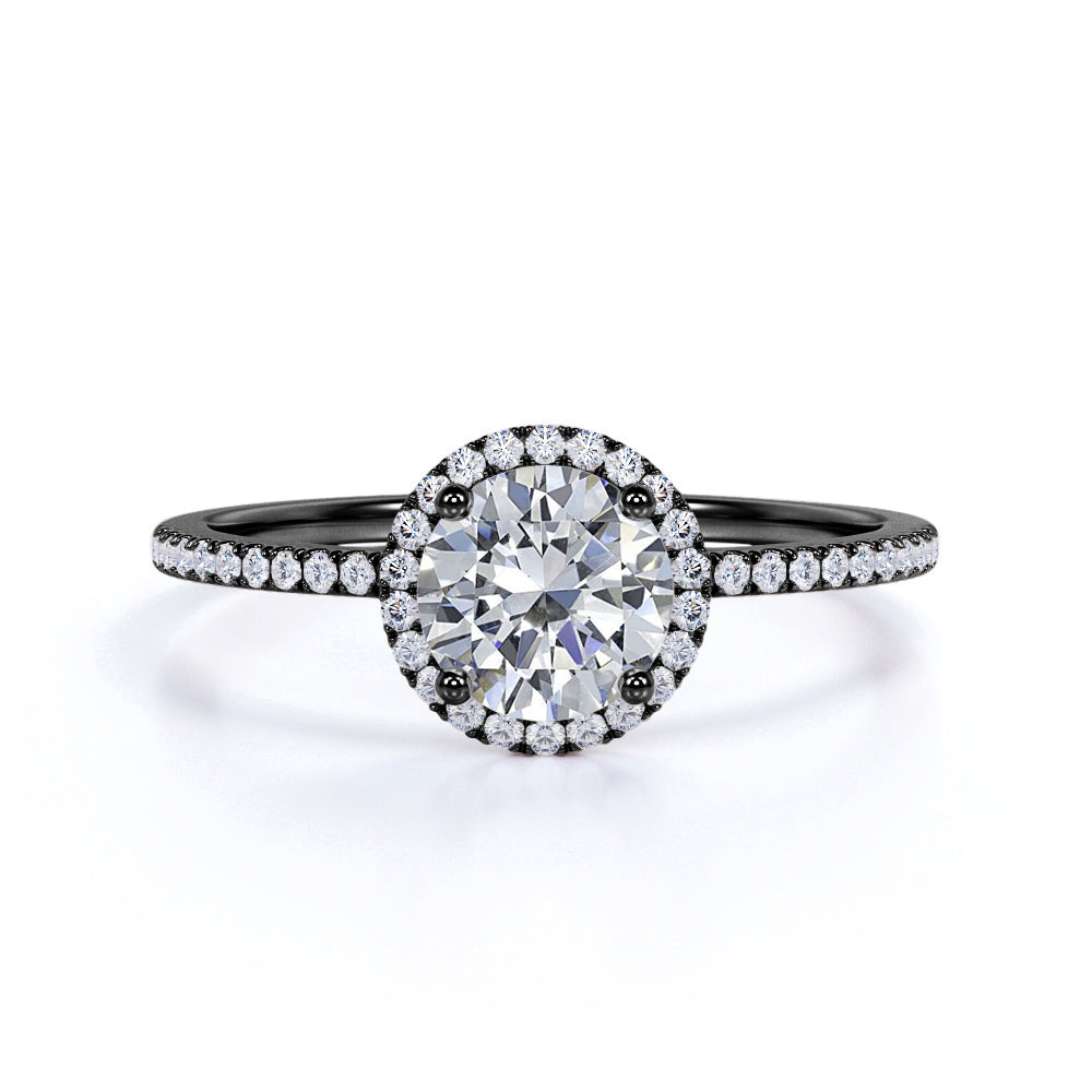 Classic 1.50 Carat Round Cut Moissanite Halo Engagement Ring