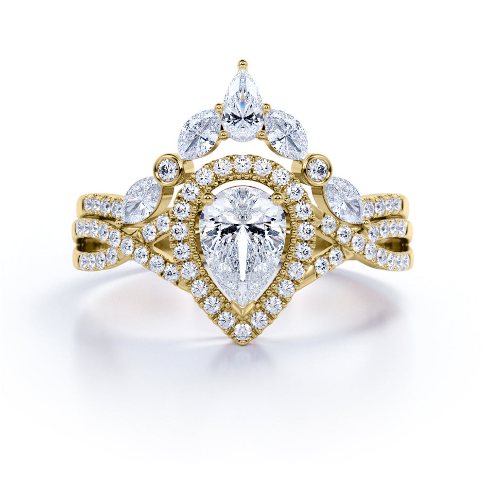 1.25 Carat Pear Cut Moissanite Infinity Bridal Set