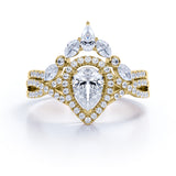 1.25 Carat Pear Cut Moissanite Infinity Bridal Set