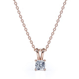 Lovely 0.25 Carat Cushion Cut Certified Lab Diamond Pendant Necklace In 18K White Gold Plating Over Silver