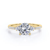 Certified 1.35 CT Round Lab Diamond Half Eternity Pave Engagement Ring