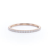 Classic 0.25 Carat Round Cut Moissanite Pave Accented Wedding Band in 18K Rose Gold Plating over Silver