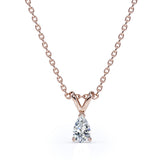Certified - 0.5 Carat Pear Cut Moissanite - Elegant Pendant Necklace - 18K Rose Gold Plating Over Silver