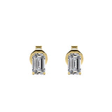 Certified Minimalist 0.5 Carat Emerald Cut Moissanite Solitaire Stud Earrings In 18K Rose Gold Plating Over Silver