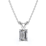 Certified - 2.5 Carat Emerald Cut Moissanite - Charming Pendant Necklace - 18K Rose Gold Plating Over Silver