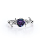 Nature Inspired 1 Ct Round Lab Alexandrite Engagement Ring