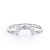 0.10 TCW Round Shape Curved Pave Wedding Band